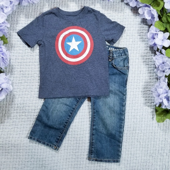 Old Navy Other - 2/$24 Toddler boy 2t Captain America shirt/jeans